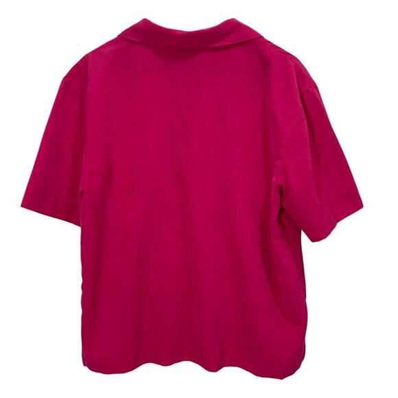 Vintage 90s Teddi Pink Embroidered Button-Up Collared Short Sleeve Top Cottage - Picture 5 of 8